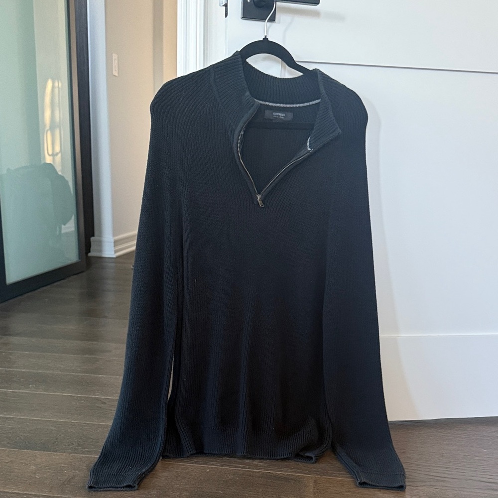 Express Men's Black Zip-Up Sweater